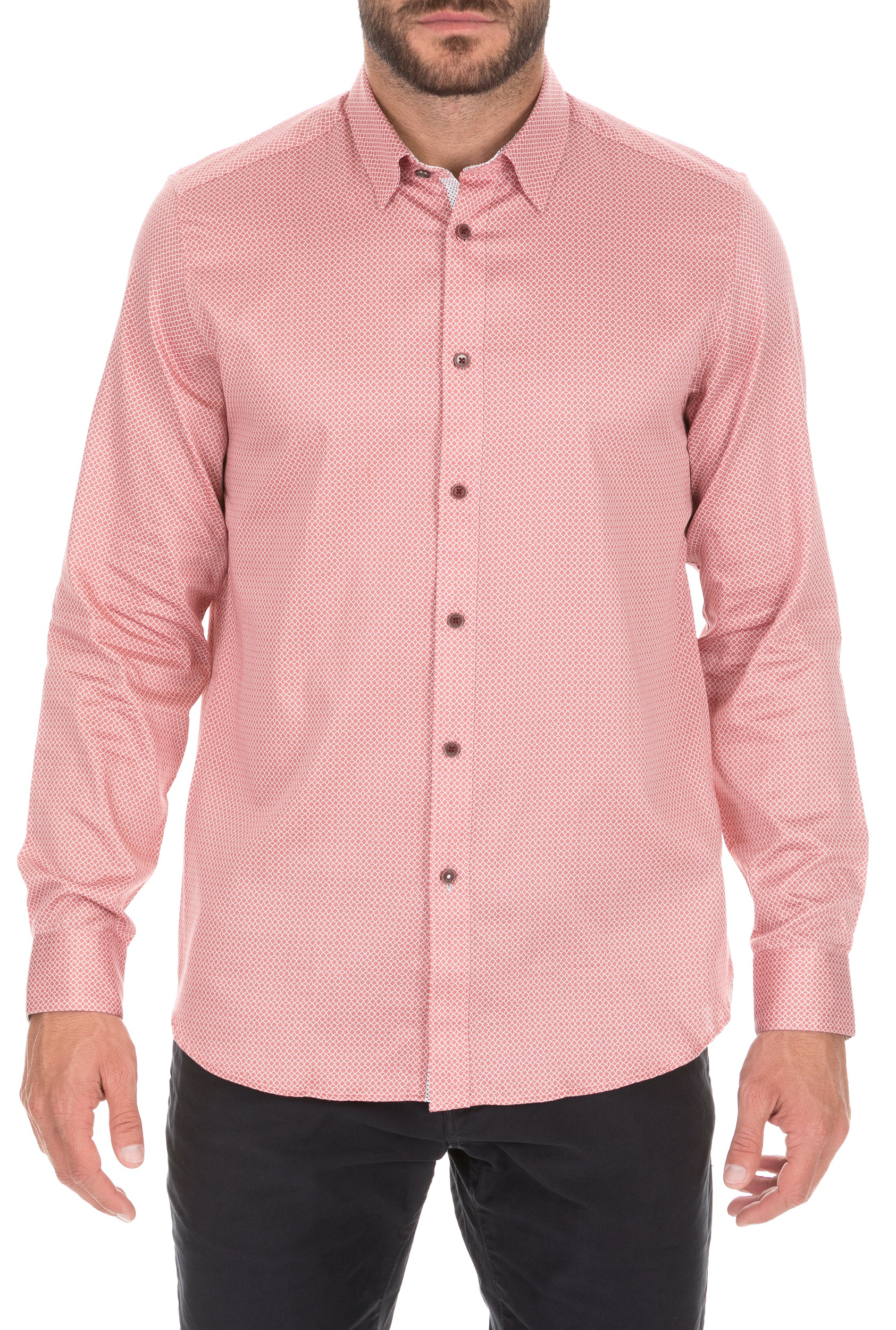 Ανδρικά/Ρούχα/Πουκάμισα/Μακρυμάνικα TED BAKER - Ανδρικό πουκάμισο TED BAKER BRADLEY ροζ